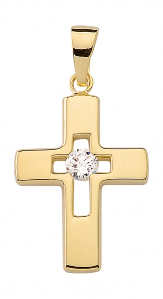 Anh?nger Kreuz 14x19mm Zirkonia 8Kt 333 GOLD