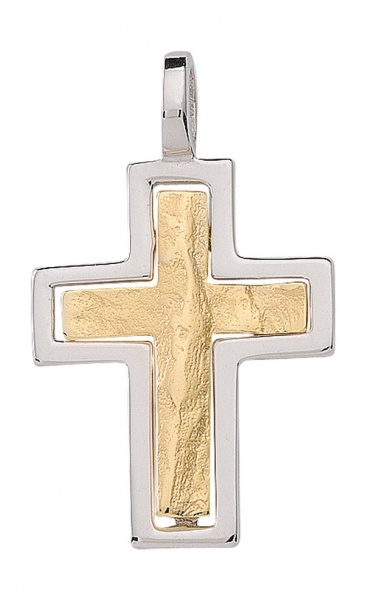 Anh?nger Kreuz geh?mmert 20x15mm 8Kt 333 GOLD - WEISSGOLD