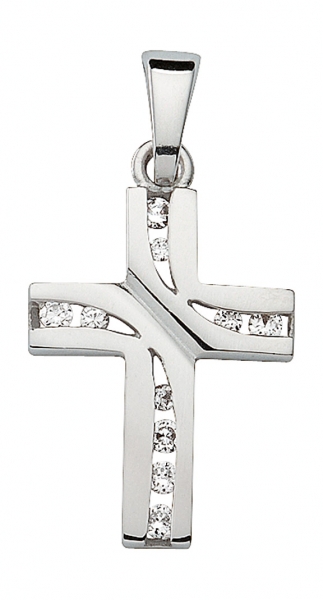Anh?nger Kreuz Zirkonia 13x17mm Silber 925