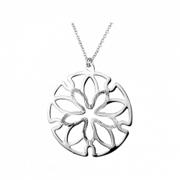 Collier Kette mit Anh?nger Bl?te Silber 925 42cm