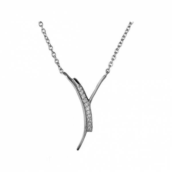 Collier Kette mit Anh?nger Zirkonia Silber 925 42cm