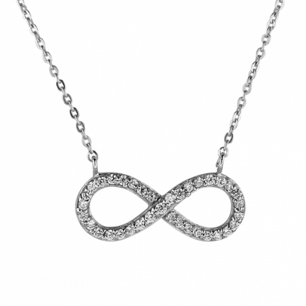 Collier Kette mit Anh?nger Zirkonia Unendlichkeit Silber 925 42cm