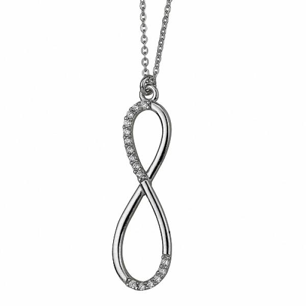 Collier Kette mit Anh?nger Zirkonia Unendlichkeit Silber 925 41cm