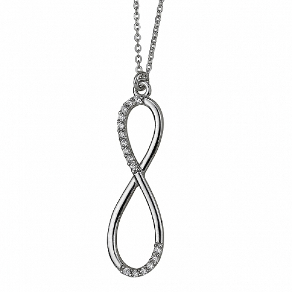 Collier Kette mit Anhänger Zirkonia Unendlichkeit Silber 925 41cm