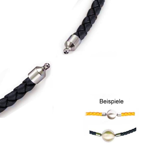 Ledercollier schwarz geflochten 3mm f?r Wechselschliesse