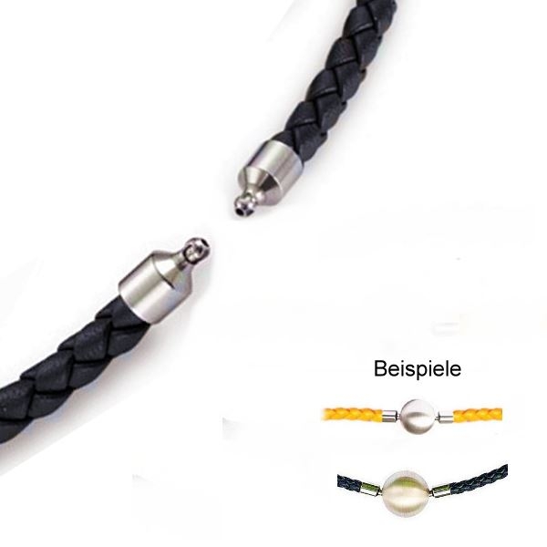 Ledercollier schwarz geflochten 5mm f?r Wechselschliesse