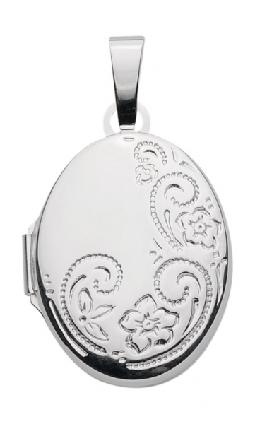 Anh?nger Medaillon oval Blume 17x21mm Silber 925
