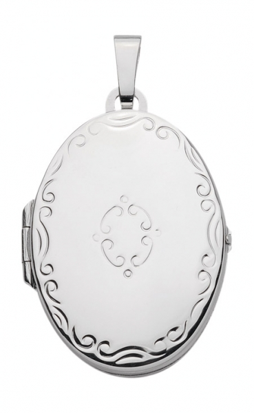 Anhänger Medaillon oval Muster 22x28mm Silber 925
