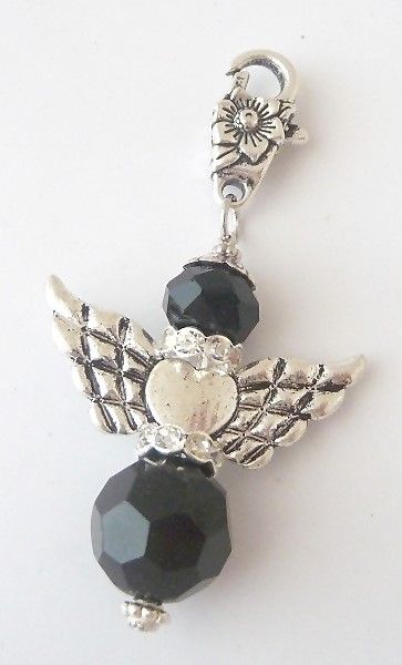 Anh?nger Charm Fl?gel Perlen black