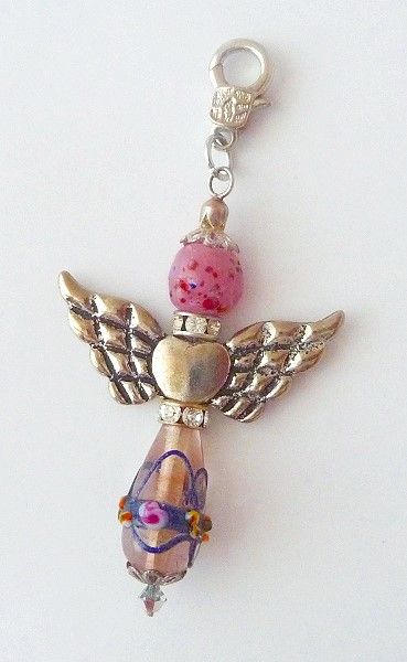 Anh?nger Charm Fl?gel Perle rosa