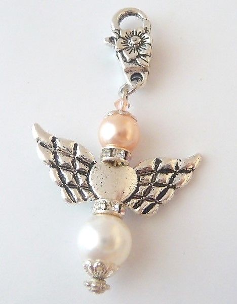 Anh?nger Charm Fl?gel Perle white light peach