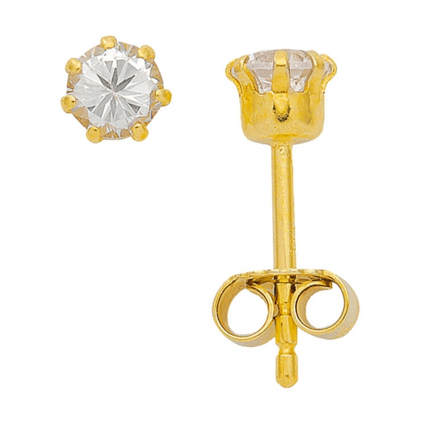 Ohrstecker 4mm Zirkonia rund 8Kt 333 GOLD