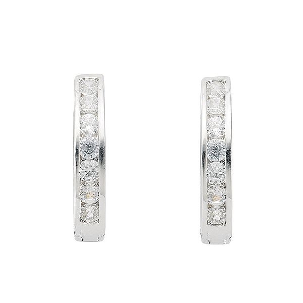 Creole Klappscharnier Zirkonia  ?13,6mm 8Kt 333 WEISSGOLD