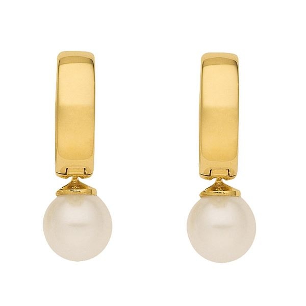 Creole Klappscharnier S??wasserperle ?13,4mm 8Kt 333 GOLD