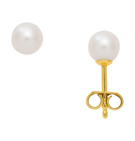 Stecker 6mm S??wasserperle 14Kt 585 GOLD