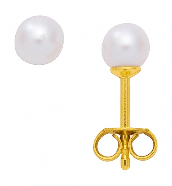 Stecker 4mm S??wasserperle 14Kt 585 GOLD