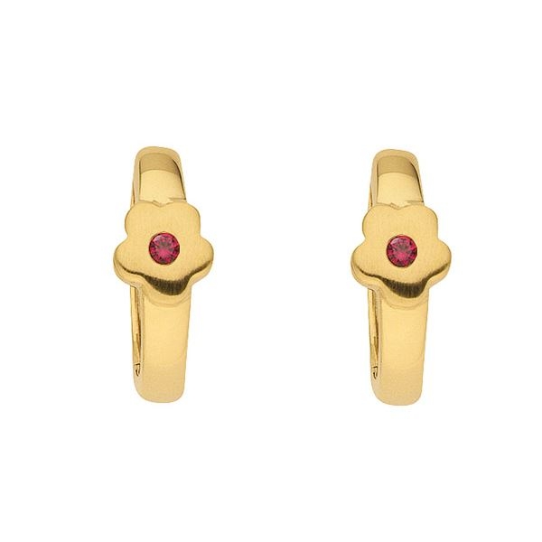 Creole Klappscharnier Bl?te Rubin ?14,5mm 8Kt 333 GOLD