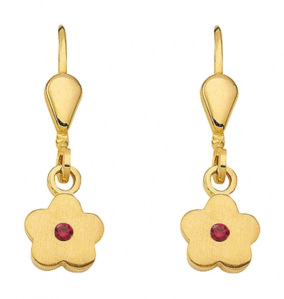 Ohrh?nger Brisur Bl?te Rubin 8Kt 333 GOLD