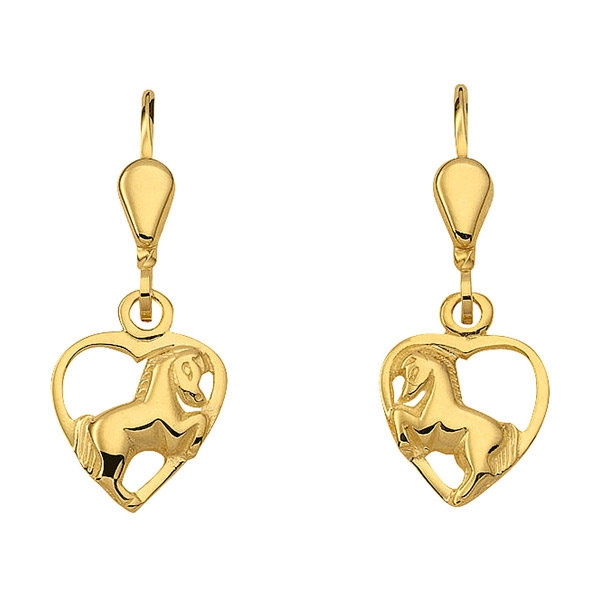 Ohrh?nger Brisur Herz mit Pferd 8Kt 333 GOLD
