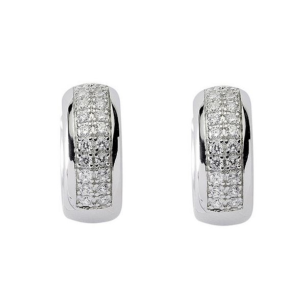 Creole Klappscharnier ?17,3mm Zirkonia klar Silber 925