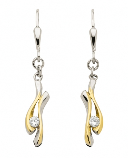Brisur Ohrh?nger Zirkonia 8Kt 333 WEISSGOLD vergoldet