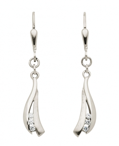 Brisur Ohrh?nger Zirkonia 8Kt 333 WEISSGOLD