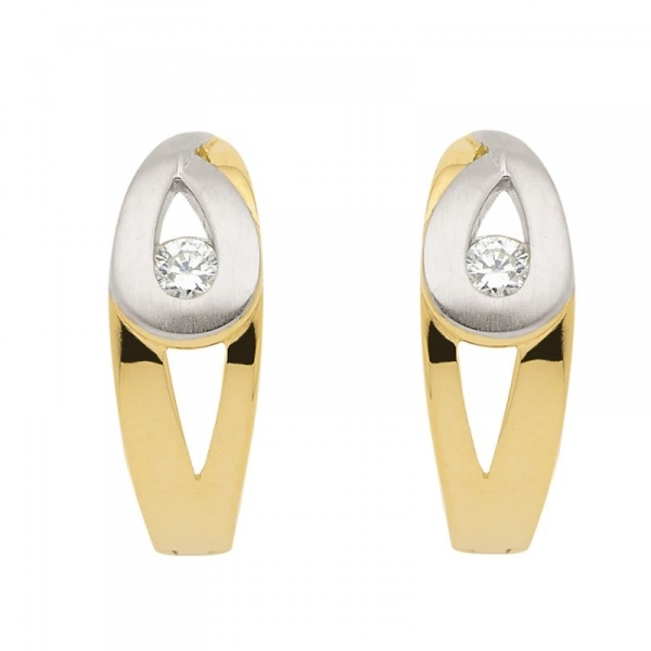 Creole bicolor Zirkonia ?14,1mm 14Kt 585 GOLD