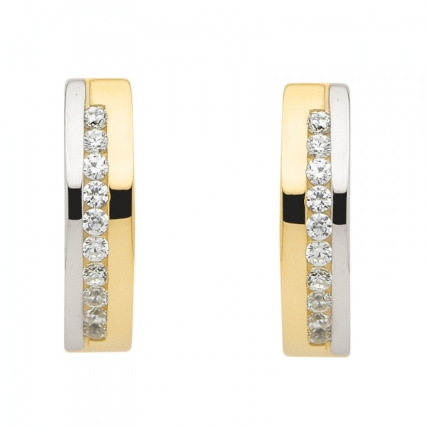 Creole bicolor Zirkonia ?14,4mm 14Kt 585 GOLD