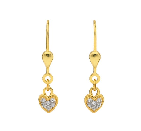 Brisur Ohrh?nger Herz Zirkonia 8Kt 333 GOLD