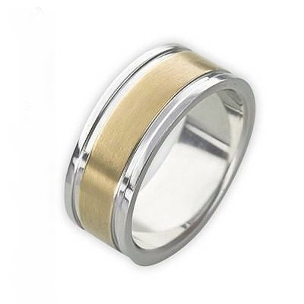Edelstahl  Ring  24K Gold bicolor