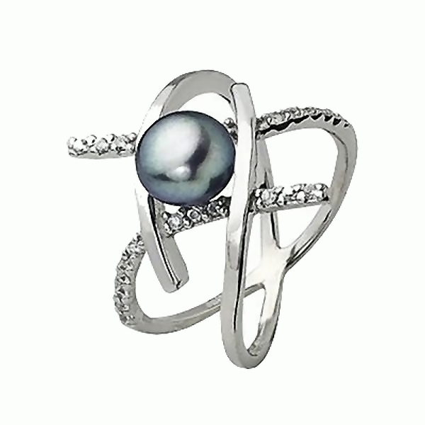  Ring 925 Sterling Silber mit Zirkonia und Perle