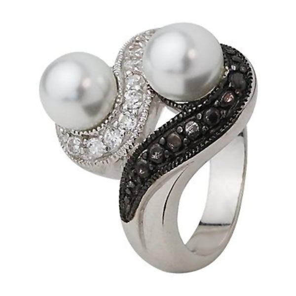  Ring 925 Sterling Silber mit Zirkonia und Perlen