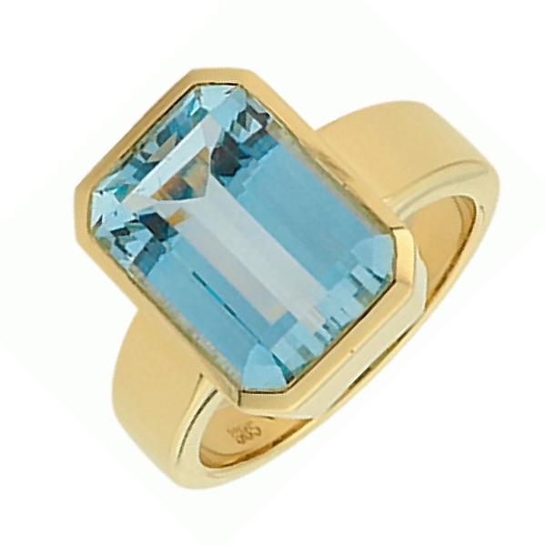 Ring mit Aquamarin Rechteck 12x14 585 Gold