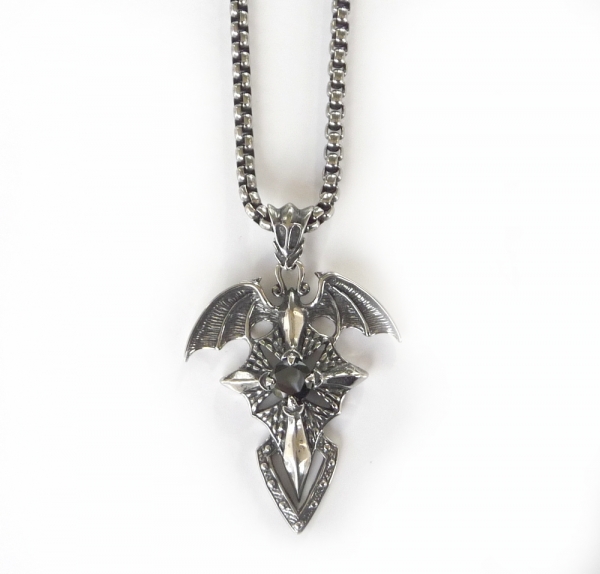 Kette Edelstahl mit Kreuz und Drachenfl?gel