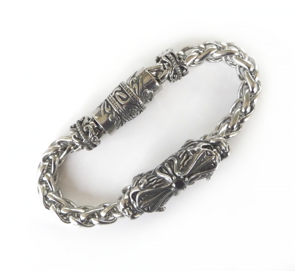 Armband Edelstahl Kreuz L?wenk?pfe massiv 19cm
