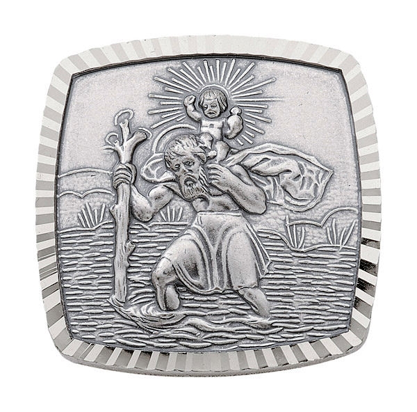 Autoplakette Christophorus eckig Silber 925