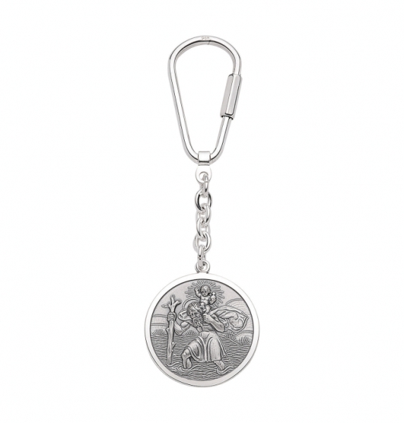 Schlüsselanhänger Christophorus rund 30mm Silber 925