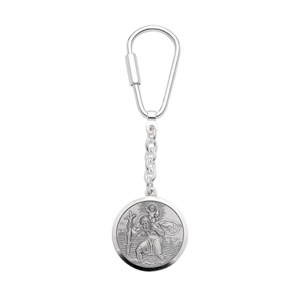Schlüsselanhänger Christophorus rund 27mm Silber 925