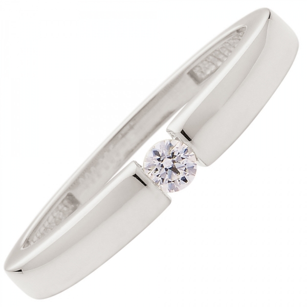 Verlobungsring Solit?r Zirkonia 3mm 8Kt 333 Weissgold
