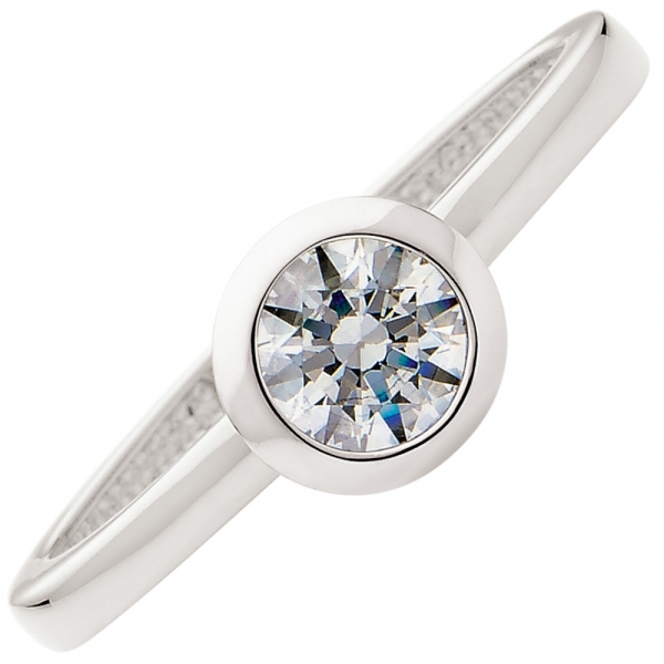 Verlobungsring Solit?r Zirkonia 5,5mm 8Kt 333 Weissgolde